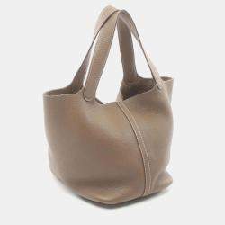 Hermes Beige Taurillon Clemence Picotin Lock MM Etoupe Handbag