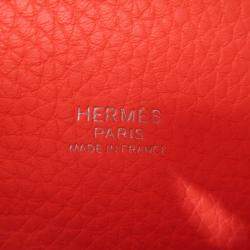 Hermes Red Leather Togo Picotin Lock MM Handbag