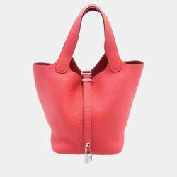 Hermes Red Taurillon Clemence Picotin Lock PM Handbag