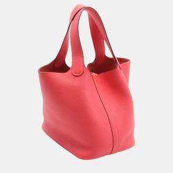 Hermes Red Taurillon Clemence Picotin Lock PM Handbag