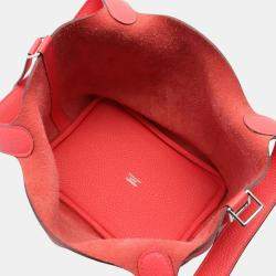 Hermes Red Taurillon Clemence Picotin Lock PM Handbag