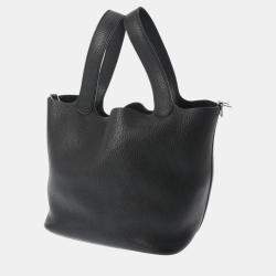 Hermes Black Taurillon Clemence Picotin Lock MM Handbag