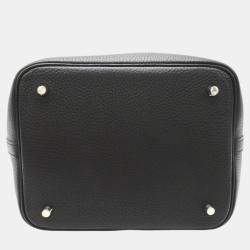 Hermes Black Noir Taurillon Clemence Calfskin (cowhide) Picotin Lock MM bag