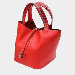 Hermes Rouge du Coeur Red Epson Leather Picotin Lock MM Trace de Cuir Handbag