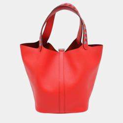 Hermes Rouge du Coeur Red Epson Leather Picotin Lock MM Trace de Cuir Handbag