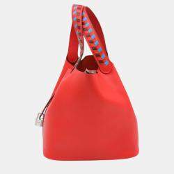 Hermes Rouge du Coeur Red Epson Leather Picotin Lock MM Trace de Cuir Handbag