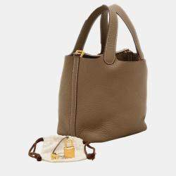 Hermes Etoupe Taurillon Picotin Lock PM 18 Handbag