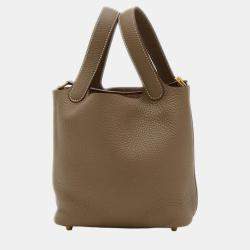 Hermes Etoupe Taurillon Picotin Lock PM 18 Handbag