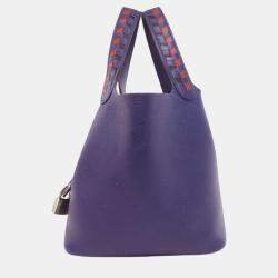 Hermes Blue Ankle Tracesage Epson Picotin Lock 18 Handbag