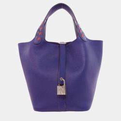 Hermes Blue Ankle Tracesage Epson Picotin Lock 18 Handbag