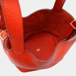 Hermes Rouge Casac Taurillon Clemence Picotin Lock 18 Handbag