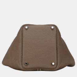 Hermes Etoupe Greige Taurillon Clemence Picotin Lock 18 Handbag