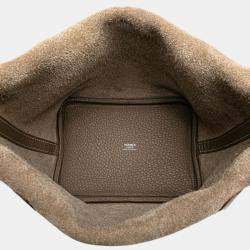 Hermes Etoupe Greige Taurillon Clemence Picotin Lock 18 Handbag