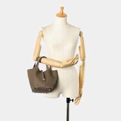 Hermes Etoupe Greige Taurillon Clemence Picotin Lock 18 Handbag