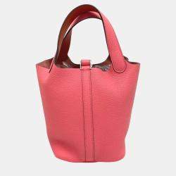 Hermes Rose Azalee Pink Taurillon Clemence Picotin Lock 18 Handbag