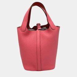 Hermes Rose Azalee Pink Taurillon Clemence Picotin Lock 18 Handbag