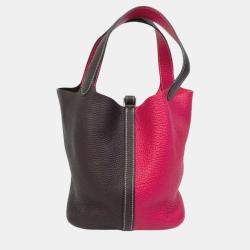 Hermes Red/Brown Bicolor Picotin Lock 22 Kazak Bag