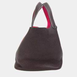 Hermes Red/Brown Bicolor Picotin Lock 22 Kazak Bag