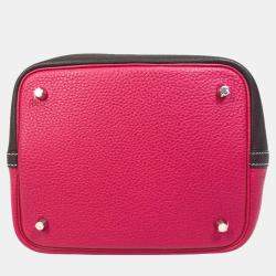 Hermes Red/Brown Bicolor Picotin Lock 22 Kazak Bag