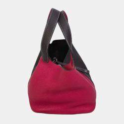 Hermes Red/Brown Bicolor Picotin Lock 22 Kazak Bag