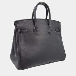 Hermes Black Epsom Leather Palladium Finish Birkin 25