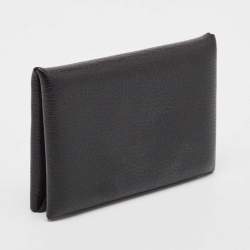 Hermès Noir Chevere Leather Calvi Card Holder 