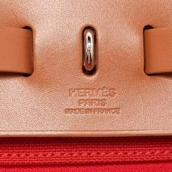 Pre Owned Hermès Rogue Tomate/Natural Toile and Vache Hunter Herbag Zip 31 Bag