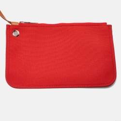 Pre Owned Hermès Rogue Tomate/Natural Toile and Vache Hunter Herbag Zip 31 Bag
