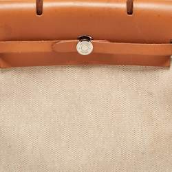 Pre Owned Hermes Natural/Toile Canvas and Vache Hunter Herbag 2 in 1 Backpack
