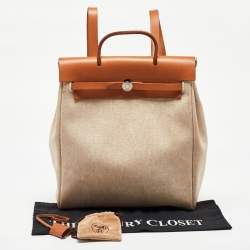 Pre Owned Hermes Natural/Toile Canvas and Vache Hunter Herbag 2 in 1 Backpack