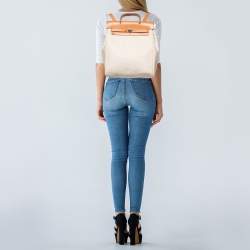 Pre Owned Hermes Natural/Toile Canvas and Vache Hunter Herbag 2 in 1 Backpack