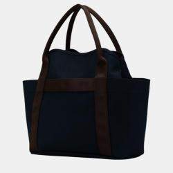 Hermes Canvas Leather Tote Bag Blue Canvas