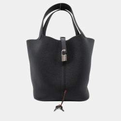 Hermes Picotin Lock MM Black Handbag Calf Leather Black Leather