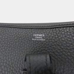 Hermes Evelyne 3 PM Noir Shoulder Bag Grey Leather