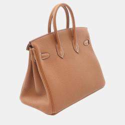 Hermes Birkin 25 Gold Handbag Brown Brown Leather