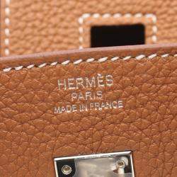 Hermes Birkin 25 Gold Handbag Brown Brown Leather