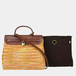 Hermes Orange Brown Vibrato Toile Officier Herbag PM 2 in 1 Handbag