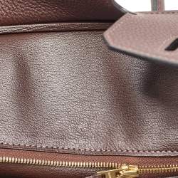 Pre Owned Hermes Chocolat Togo Leather Gold Finish Birkin 25 Bag