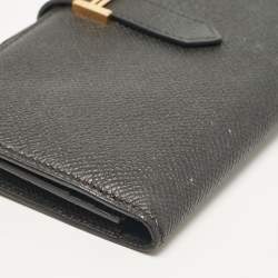 Hermes Black Epsom Leather Gold Finish Bearn Wallet