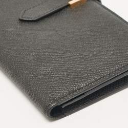 Hermes Black Epsom Leather Gold Finish Bearn Wallet