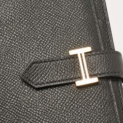 Hermes Black Epsom Leather Gold Finish Bearn Wallet