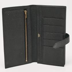 Hermes Black Epsom Leather Gold Finish Bearn Wallet