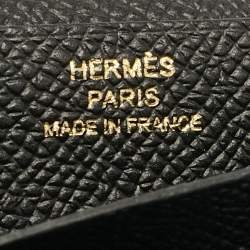 Hermes Black Epsom Leather Gold Finish Bearn Wallet