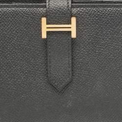 Hermes Black Epsom Leather Gold Finish Bearn Wallet