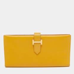 Hermes Jaune Epsom Leather Bearn Gusset Wallet