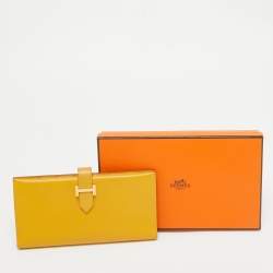 Hermes Jaune Epsom Leather Bearn Gusset Wallet