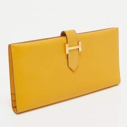 Hermes Jaune Epsom Leather Bearn Gusset Wallet