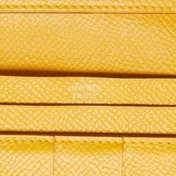 Hermes Jaune Epsom Leather Bearn Gusset Wallet