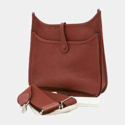 Hermes Taurillon Rouge H Evelyn 3 PM Shoulder Bag