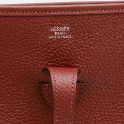 Hermes Taurillon Rouge H Evelyn 3 PM Shoulder Bag